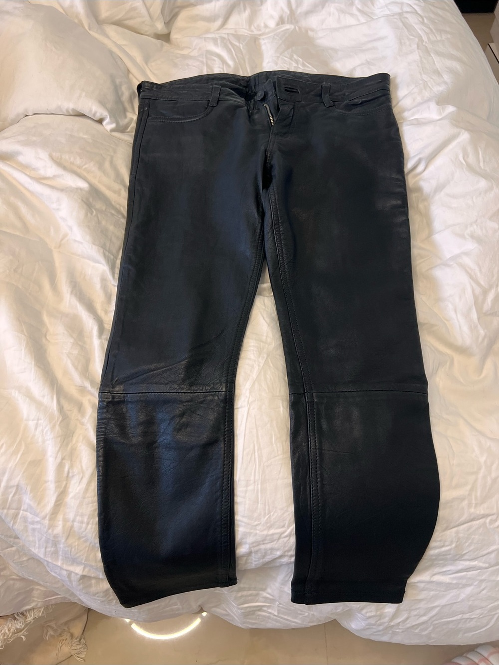 All Saints Black Leather-Look Ponte Pants